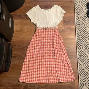 Girls checkered vintage flower dress